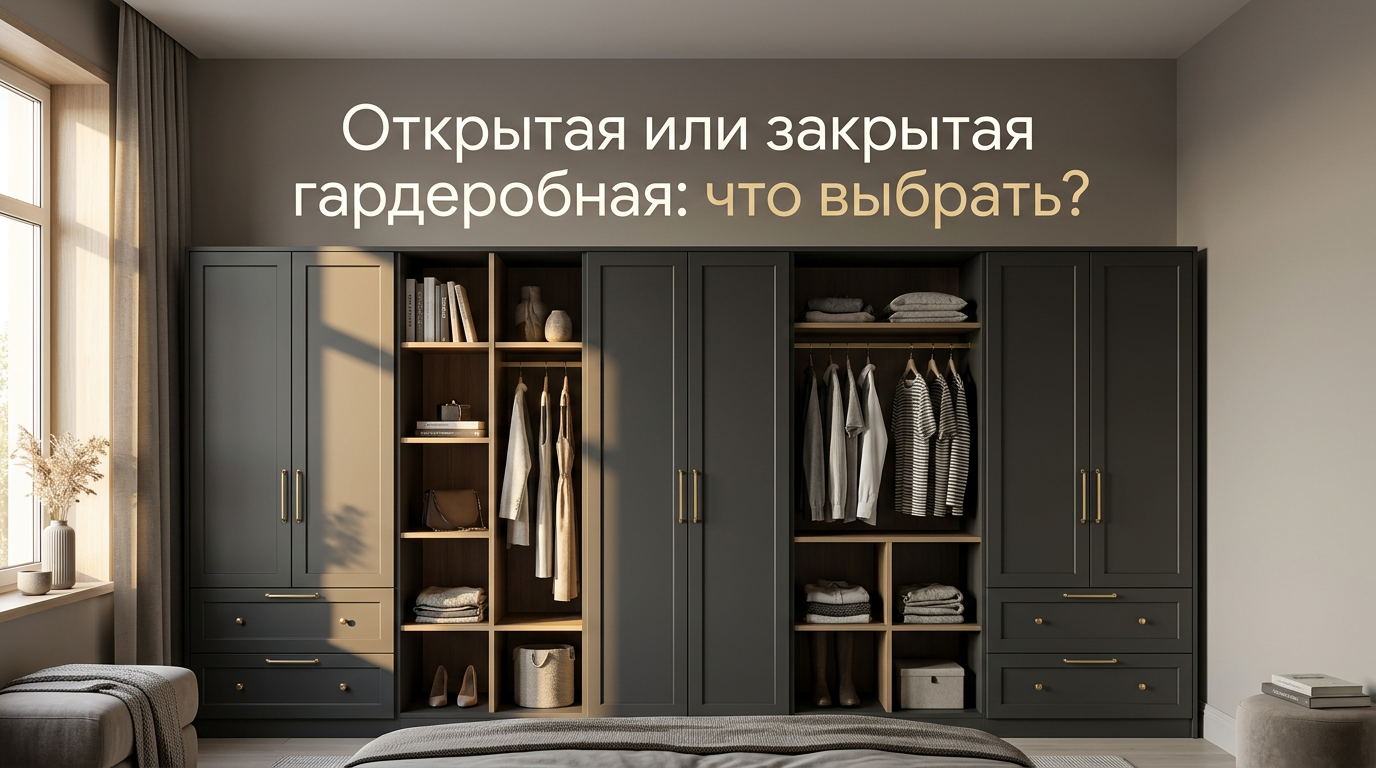 Дизайн интерьера: примеры открытой и закрытой гардеробной системы для организации хранения вещей