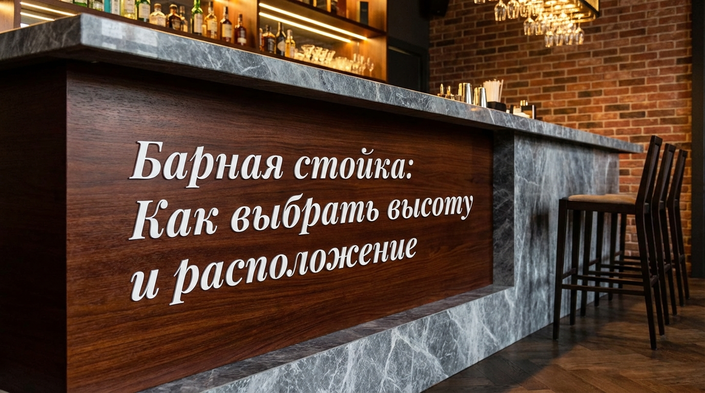 Барная стойка на современной кухне с правильной высотой столешницы
