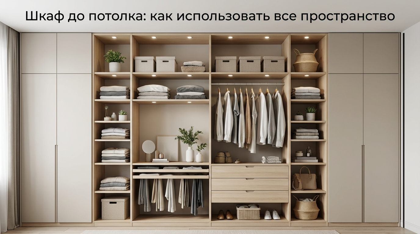 Белый распашной шкаф с антресолью до потолка в интерьере спальни