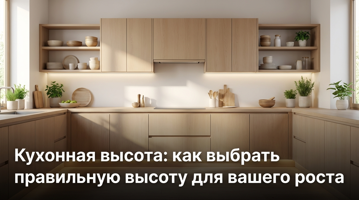 Схема определения высоты кухонной мебели в зависимости от роста человека