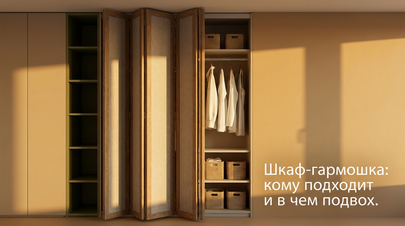 Механизм складной двери-гармошки для встроенного шкафа