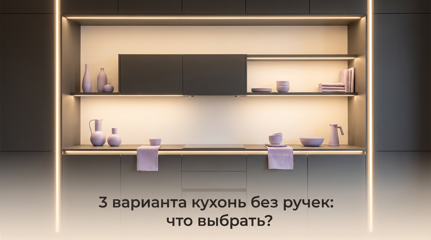 Современная кухня без ручек с системами Gola, Push-to-open и интегрированными профилями