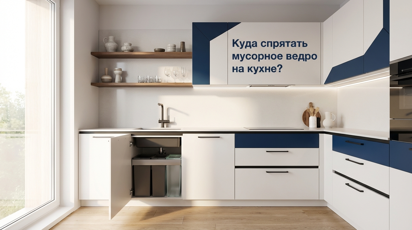 Встроенное в шкаф мусорное ведро и современное сенсорное ведро с крышкой на кухне