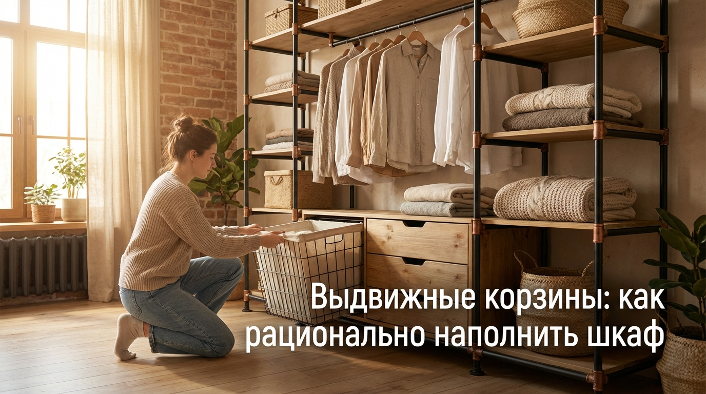 Металлические выдвижные корзины для организации хранения в шкафу