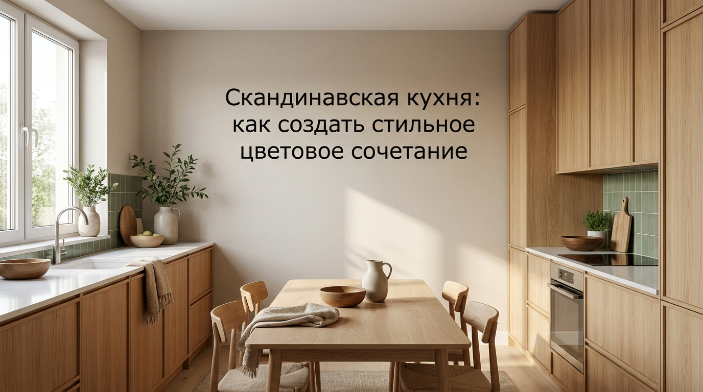 Скандинавская кухня с белыми фасадами, деревянной столешницей и минималистичным декором
