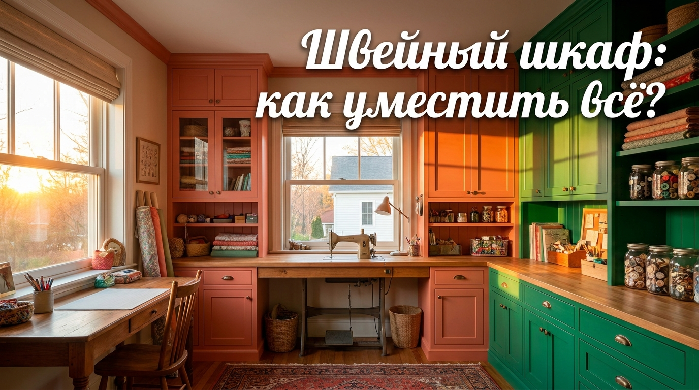 Компактный шкаф для хранения тканей, катушек ниток и швейной машины