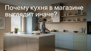 Кухонные фасады разных оттенков под воздействием солнечного света