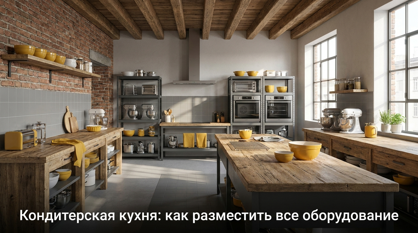 Интерьер кухни домашнего кондитера с удобной рабочей зоной и организованным хранением ингредиентов